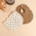 3pcs Hot Sell Children's Feeding Bib Set Cotton Muslim Baby Comfortable Drool Towel Ruffle Snap Button Infant Burp Cloth .