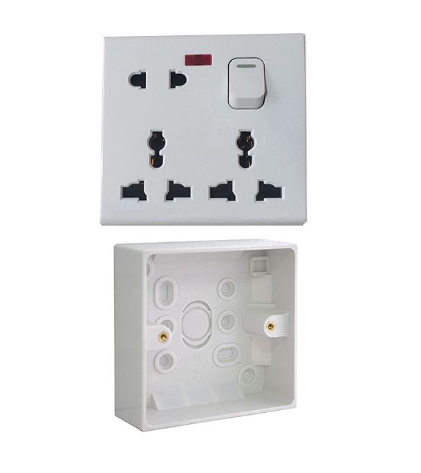 MK 8 Pin Socket With Box -One Gang PVC with Universal 8 Pin Multi with ...