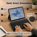 Mini Wireless Keyboard and Mouse Combo | Ultra-Slim Portable 2.4GHz Mini Keyboard & 1600 DPI Adjustable Mouse Set for Laptop, Mobile, PC & Smart TV | Silent Typing - 10M Range - Matte Black - By FunBug. 
