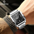 BINBOND B4143 Top Luxury Big Dial Men Watches Square Quartz Stainless Steel Waterproof Sport Automatic Date Business Men Watches. 