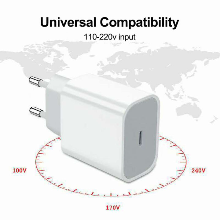 For iphonePD 20W USB Phone Charger Fast Charger for iPhone iPad Wall Quick Charge Adapter TypeC Cable EU/US Plug