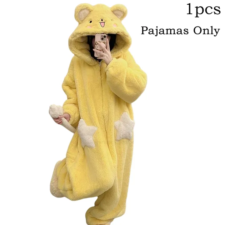 Women's%20Cartoon%20Hooded%20Kigurumi%20Unicorn%20Winter%20Jumpsuit%20Pajamas%20Women%20Coral%20Fleece%20Thickened%20Home%20Clothing%20Holiday%20Gift%20-%20Image%207