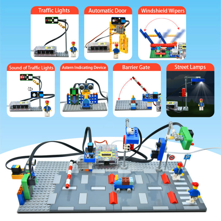 Kidsbits%20Intelligent%20Traffic%20System%20Kit%20+8%20Projects%20For%20Arduino%20UNO%20R3%20Compatible%20With%20Lego%20Blocks%20Scratch%C2%A0Graphic%C2%A0Programming%20-%20Image%207