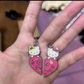 pink colour hello kitty best friend locket for 2 bff locket necklace for your best friend. 