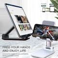 Dual Pole Foldable Tablet Stand,Adjustable Height for iPad Pro Stand Extendable Solid Desktop Stand Holder Dock Black , white. 