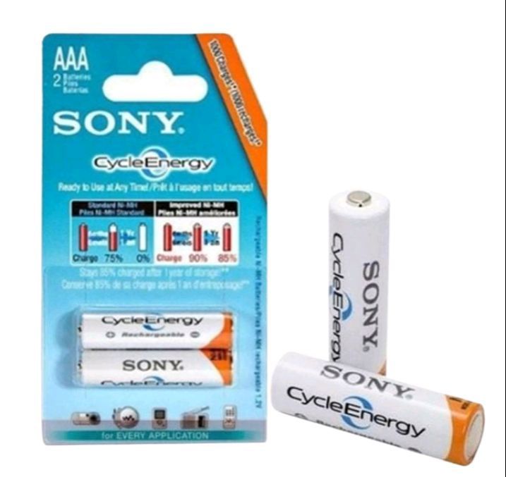 Sony AAA 1.2v 4300mAh TV Remote Rechargeable NI-MH Battery-2Psc