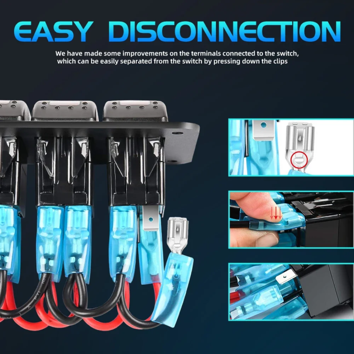 HAOLIDE%20Rocker%20Switch%20Aluminum%20Panel%203%20Gang%20Toggle%20Switches%20Dash%205%20Pin%20ON/Off%202%20LED%20Backlit%20for%20off-road%20useCar%20Marine%20Blue%20-%20Image%204
