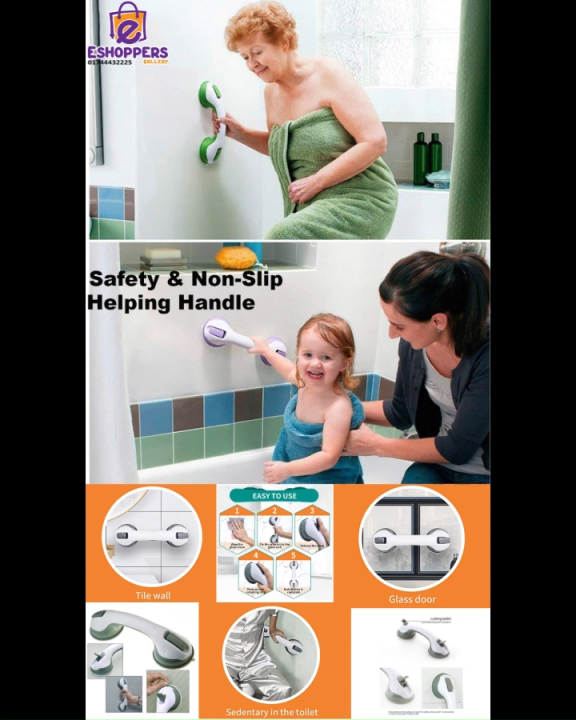 Bathroom & Shower Helping Handle Safety Grip Anti Slip Support Double Locking Handle Safety Cup Absorption