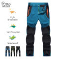 TRVLWEGO Men Summer Hiking Pants Camping Trousers Wear-resistant Water Splash Prevention Quick Dry UV Resistant Elastic Thin.