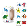 500Pcs/Roll Cartoon Marine Animals Reward Stickers 2.5cm/1.0in Perfect For Learning Games PC Notebook Pad Fridge Gift Seal Label. 