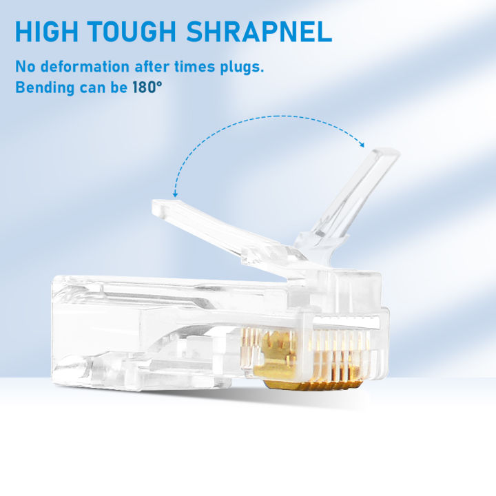 10/20/30/50Pcs%20Pass%20Through%20RJ45%20Cat6/Cat5e%20Connectors%20Crystal%20End%208P8C%20Crimp%20UTP%20Standard%20Ethernet%20Network%20Modular%20Plug%20-%20Image%204