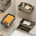 Bathroom Soap Dish Free-Punching Wall Mounted Sponge Holder Organizer Double Drainage Soap Dish Bathroom Accessories. 
