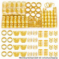 110 Pcs Gold Hair Jewelry for Braids and Dreadlocks - Metal Rings, Cuffs, Clips Accessory Decorations - Golden Yellow.