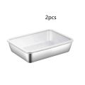 Stainless Steel Rectangle Tray Large Capacity Metal Food Serving Plate Rice Noodle Pan Home Lunch Bento Dishes Storage Organizer. 