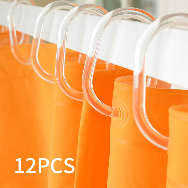 Pack of 12/24/36 Clear Shower Curtain Hooks Rings C Shape Bendable Hanging Ring Hook Bathroom Bathing Curtains Accessories