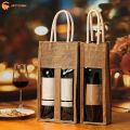 1PCS Red Wine Handbag Wine Box With Window And Handle Single/ Double Bottle Champagne Package Bag Wedding Favors For Guests.