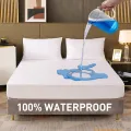 Waterproof Fitted Sheet Bedding Cover Bed Cloth Solid Color Mattress Cover Bed Protector Cover For Bedroom Guest Room. 