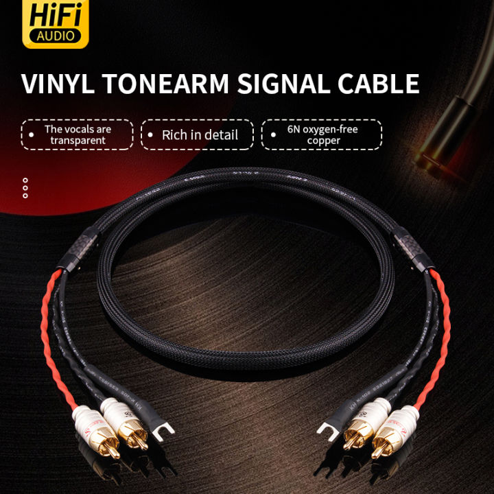 Audio 2RCA Cable with Ground Wire Black tape player LP Vinyl Record Player Amplifier Chassis Gold Plated plug