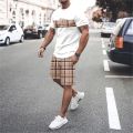 Summer Vocation Men's Tshirt Set 3D Print Solid Color Men Round Neck T-Shirt Shorts Two Piece Set Casual Man Suits Clothing. 