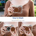 JJC Retro Leather Lens Cap for Instax Mini EVO Aluminum Anti-Dust Cap Cover for Fuji Mini Evo Lens Protection Cover.