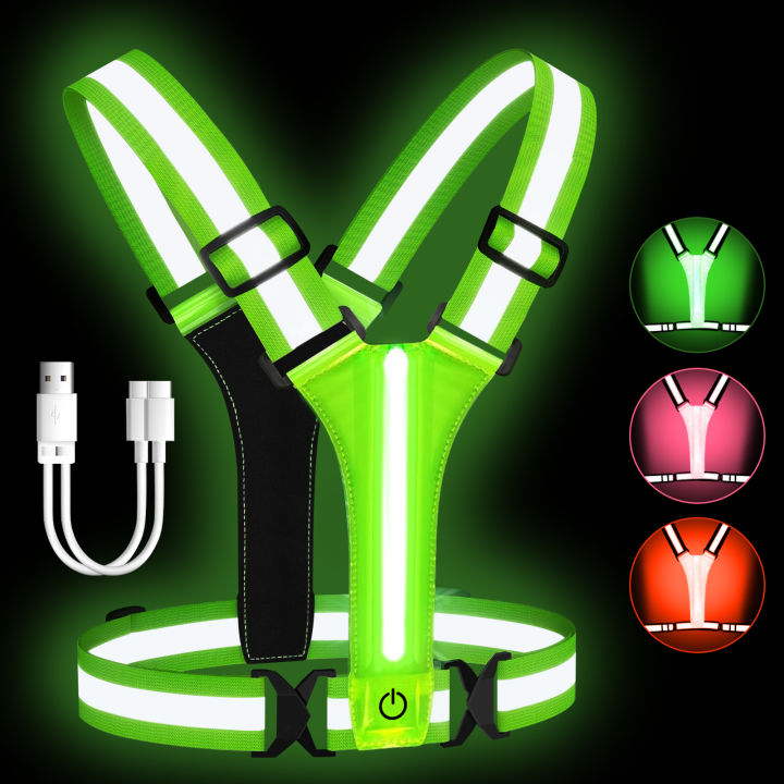 Adjustable LED Reflective Vest Running Gear Running Lights for Runners ...