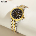 POSHI Original Waterproof Quartz Watch for Women Fashion Ladies Bracelet Luxury Stainless Steel Strap Date Week Women's Watches. 