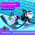 G10 game earphone gaming headset with mic [free of 3 items] the mic is detachable, gaming headphones can be used for both mobile and computer, gamer headphones, long cable, sound quality is good for playing. Parachute talking game. 