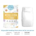 Disposable four piece bed sheet set, duvet cover, pillowcase, hotel travel portable bed sheet, double bedding. 