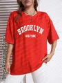 Summer Women Brooklyn New York T-Shirt Fashion Letter Printing Round Neck Clothing Female Vintage Tops Tees Casual Streetwear. 