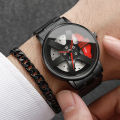 2PCS Fashion Men Sports Watches 3d Car Wheel Stainless Steel Band Wrist Watch Men's Quartz Watch Bracelet Set（Without Box）. 