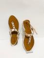 Girls Gorgeous New Design Slim Heels Stone Style Flat Sandals- Ladies New Collection Cheap Price Shoes - Womens Back Belt Shoes. 