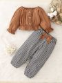 fashion dress Baby Clothing Sweet Toddler Baby Girl Clothes long  Sleeve Shirt with trousers Dress Outfit for winter season. 
