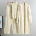 Spring Autumn 3 Piece Women Cardigan Tracksuits Fashion Knitted Pant Set Ladies Sweater Suit Vintage Fashion Ladies 3 Piece Set. 
