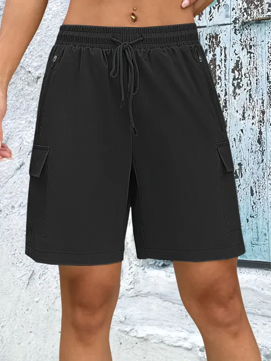 1/2%20PCS%20%20Loose%20Women%20Shorts%20with%202%20Flap%20Pockets%20Adjustable%20Drawstring%20Cargo%20Short%20Outdoor%20Quick%20Dry%20Lightweight%20Shorts%20-%20Image%204