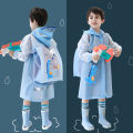Children Raincoat Girls Boys School Students Backpack Location Waterproof Cartoon Rainwear For 2-12 Years Old Kids.