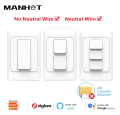 Tuya Zigbee Smart US Wall Light Switch 1 2 3 Gang Push Button Switches APP Remote Control Work With Alexa  Home 100-240V lightify. 