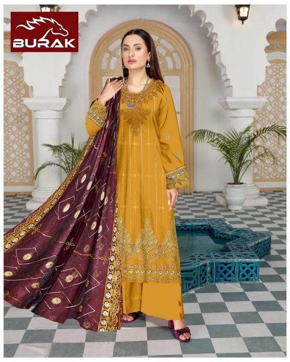 Chamak Damak - Festive Collection by BURAKBILAL Lawn-Collection Dress Clothes-/| 3-PC | Unstitched | Fashion Women Clothing Dresses Party Wear & Others Casual 2 Color design