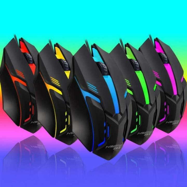 USB Gaming Mouse Mice, Light Up Mouse Optical Sensor, for Gaming Computer, Desktop Laptop PC Tablet Office Universal - black