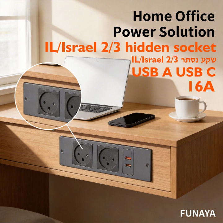 Israel Socket Type Israel Built-in Table Recessed Socket with USB Type-c Power Electrical ...
