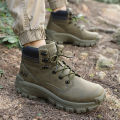 High-Top Leather Men's Boots Breathable Desert Combat Boots Outdoor Non-slip Hiking Boots Men Motorcycle Boots Work Ankle Boots.