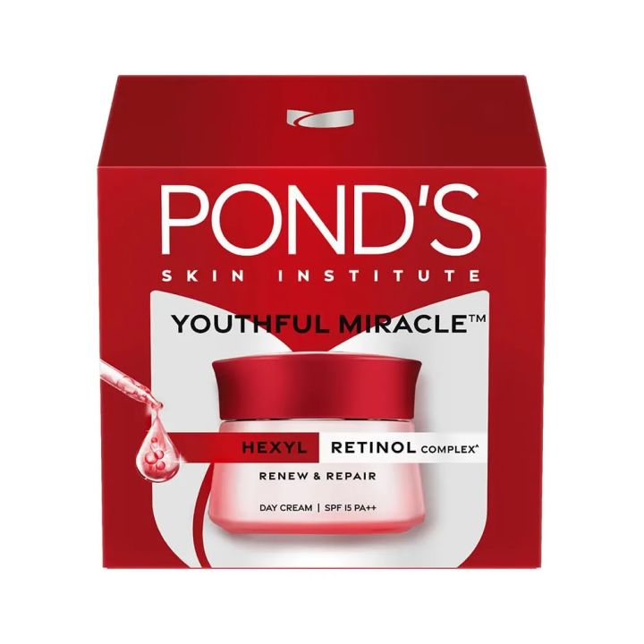 Indian product Ponds Age miracle youthful Miracle With Haxyl Ratinol Complex Renew & Repair Used For Male /Female - (SPF 15 PA++ Day cream)- 50 Gm