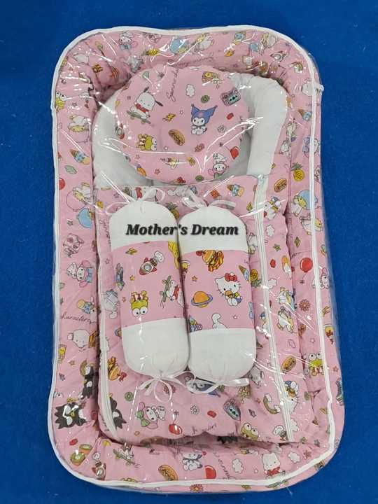 Export Quality Baby Bed Set With Mosquito Net 3 Pillows And 1 Bedding Comforter ,Full package ForNew Born Baby.Colors Available