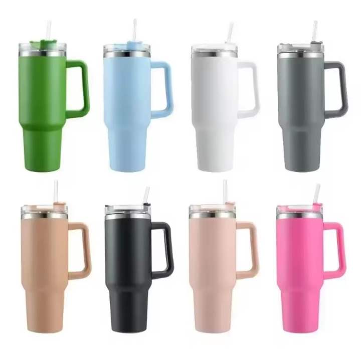 Stainless Steel 40oz Coffee Mug Personalized Tumbler with Handle Lid Straw Vacuum Thermos Cup 40oz