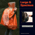 Hooded Emergency Rain Poncho, PE Material, Waterproof & Warm with Aluminum Coated Lining, Survival Emergency Blanket for Camping.