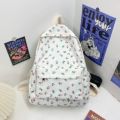 Korean Student School Backpack Floral White School Bags For Teenage Girls Cute Women's Backpack Brand Book Bag Nylon Rucksack. 