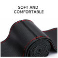 SEAMETAL Cowhide Steering Wheel Cover Soft Leather Steering Cover Wear-Resistant Anti Scratch Steer Wheel Protector for 37-39cm.