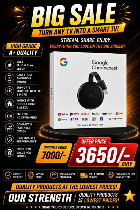 Google Chromecast Ultra 4K HDMI Media Streaming Player | Premium 4K TV ...