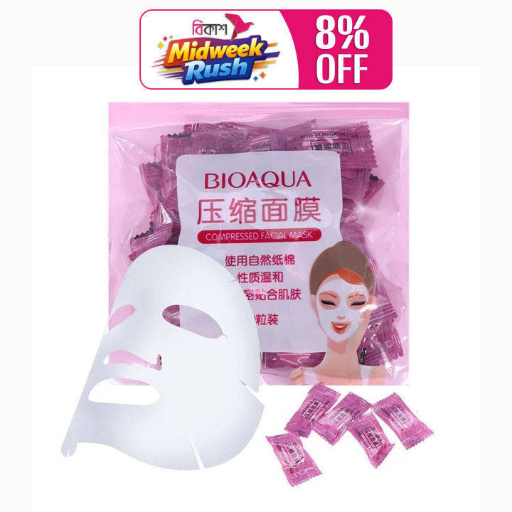 Bioaqua face pack skin-friendly hydrating compression msk natural cotton light thin non-woven msk compression msk- (10/20/50 Pieces)