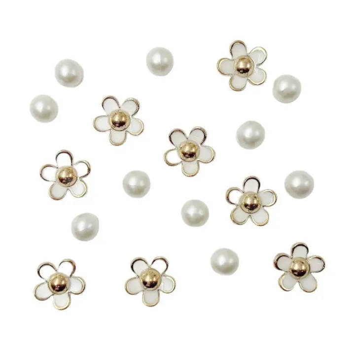 18PCS%20Fashion%20Shoe%20Charms%20Set%20Accessories%20Hole%20Shoe%20Buckle%20Summer%20Daisy%20Pearl%20White%20Flower%20DIY%20Shoes%20Decorations%20-%20Image%207