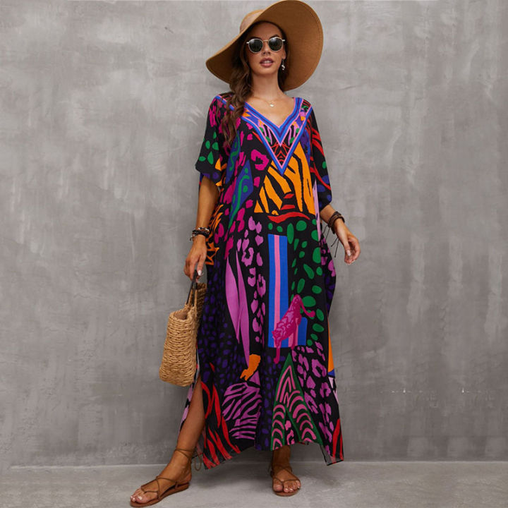 Vacation%20Outfit%20Plus%20Swimsuit%20Kaftan%20Dresses%20for%20Women%20Plus%20Size%20Bathing%20Suit%20Cover%20Up%20Caftan%20Maxi%20Beach%20Dresses%20-%20Image%203
